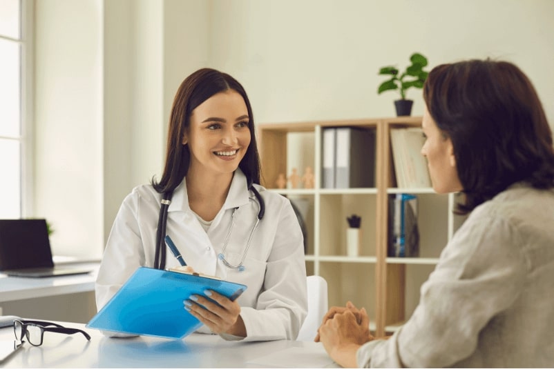 Psychotherapist with a patient discussing ketamine treatment